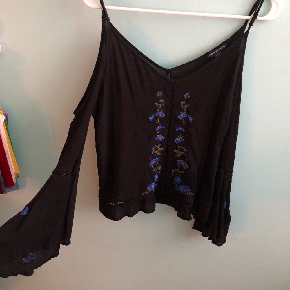 american eagle off the shoulder long sleeve shirt